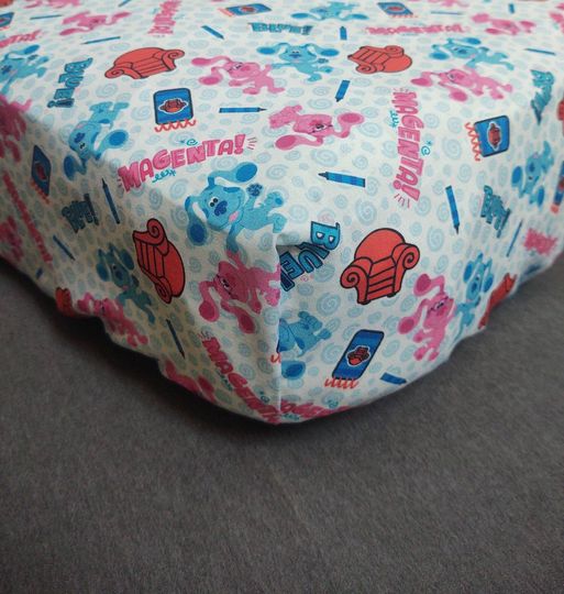 'Blues Clues & Magenta' Cotton Fitted Crib Sheet, Crib Cover for Baby