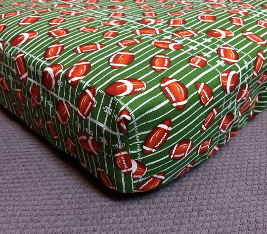 Football Sports Cotton or Flannel Fitted Crib Sheet, Crib Cover for Baby