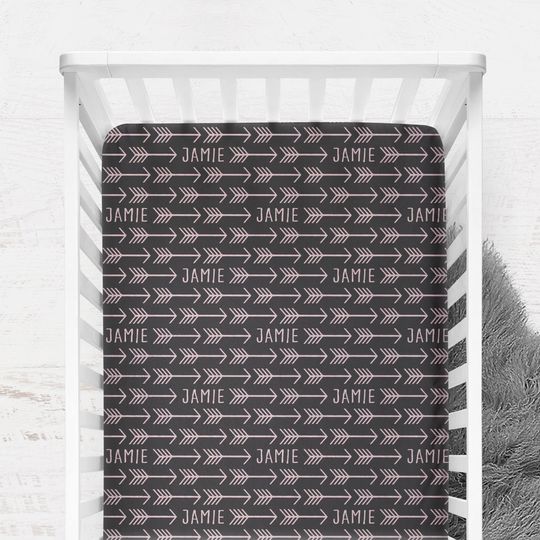 Personalized Woodland Arrows Fitted Crib Sheet, Crib Cover for Baby