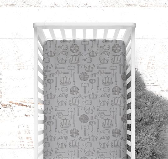 Viking Crib Sheet for Boy, Crib Cover for Baby