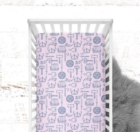Fitted Viking Crib Sheet for Girl or Boy, Minky or Organic Cotton, Crib Cover for Baby