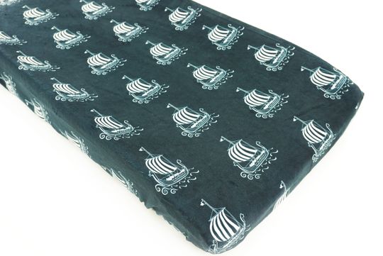 Viking Ship Fitted Crib Sheet for Boy, Crib Cover for Baby