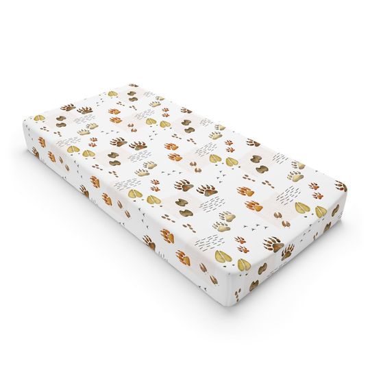 Animal Tracks Diaper Changing Pad Cover - Woodland Nursery Decor, Crib Cover for Baby