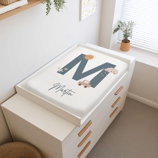 Personalized Monogram Changing Pad Cover - Custom Name Baby Shower Gift, Crib Cover for Baby