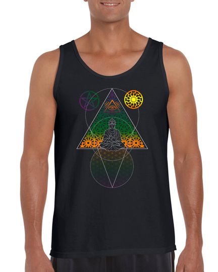 Men's All Over Print Vest Tank Top with Psychedelic Buddha Third Eye Design