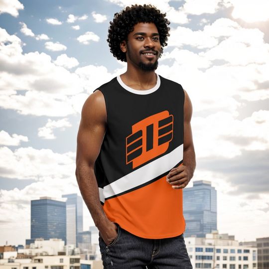 Discover Detroit Orangello All-Over Print Men's Sleeveless O-Neck Shirt