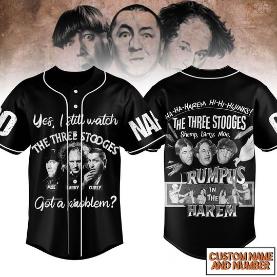 Custom The Three Stooges Baseball Jersey, Comedy Movie Baseball Shirt, The Stooges Shirt, Gift For Fans