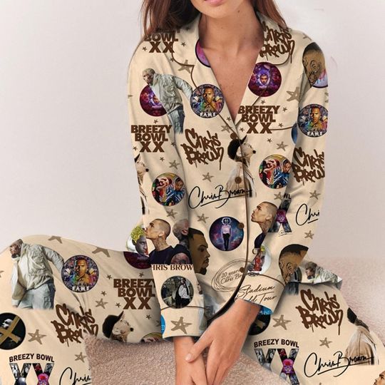 Chris Brown Tour Breezy Bowl XX Pajama Set Long Sleeve