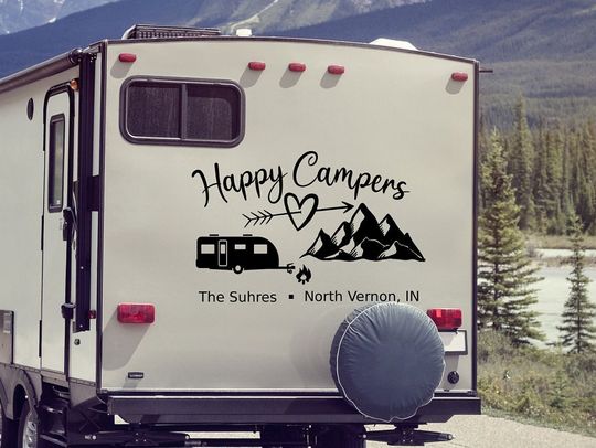 Happy Campers, Custom rv decal, camper decal, motorhome decal