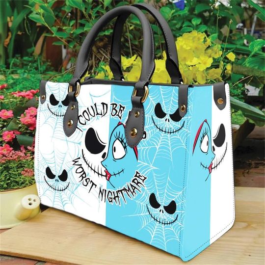 Jack And Sally Leather Bag, Nightmare Before Christmas Handbag, Jack And Sally Halloween Leather HandBag, Horror Leather Bag