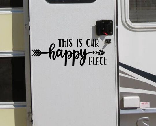 Happy place rv decal decor for camper or motorhome or travel trailer
