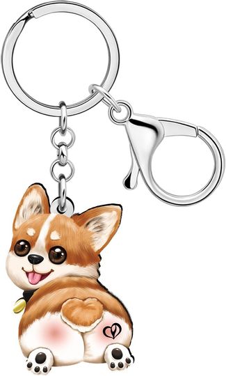 Acrylic Cute Corgi Keychain Pet Dog Key Chain Keyring Corgi Gifts