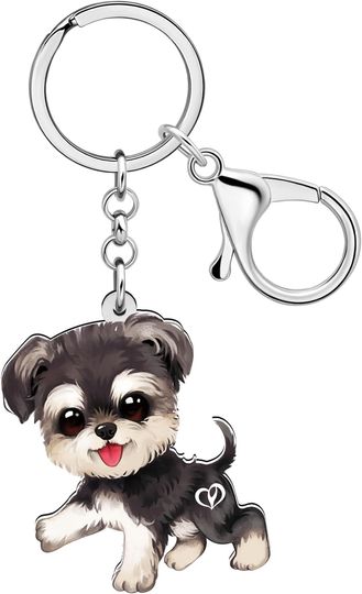 Acrylic Cute Dog Pets Keychain for Women Girls Party Favors Kawaii Schnauzer Puppy