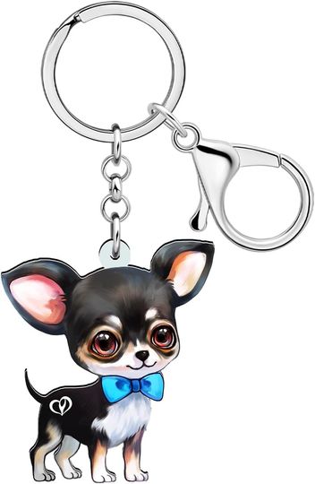 Acrylic Cute Chihuahua Dog Keychains Keyring Puppy Jewelry for Women Girls Kids Pet