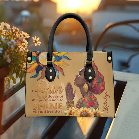 Custom Leather Handbags With Motivational African American Women, Afro Woman Bags, Mother's Day Gift, African American Bags