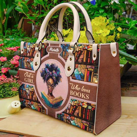 Personalized Leather Handbags For Women, Leather Bag Gift Book Lovers, Teacher, African American Women Gift, Mother's day Gift