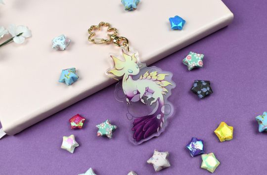 Monster Hunter Mizutsune Dragon Acrylic Keychain Kawaii Video Game Charm