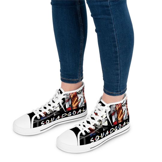 Women's High-Top Sneakers with Horror Characters, Halloween & Christmas Gift