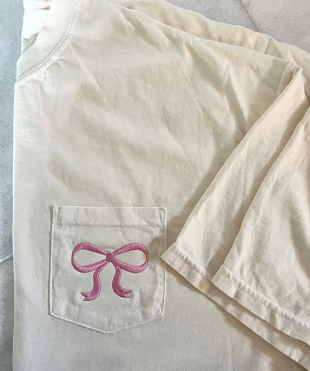 Comfort Colors Ribbon Monogram Pocket T-Shirt