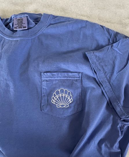 Comfort Colors Seashell Monogram Pocket T-Shirt