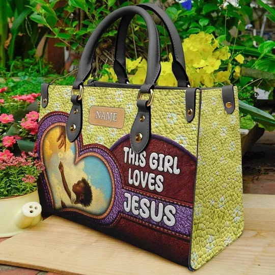 Personalized Leather Handbags For African American Women, Inspirational Jesus Bag, Christian Bible Verse Tote Bag Gift, Christmas Gift