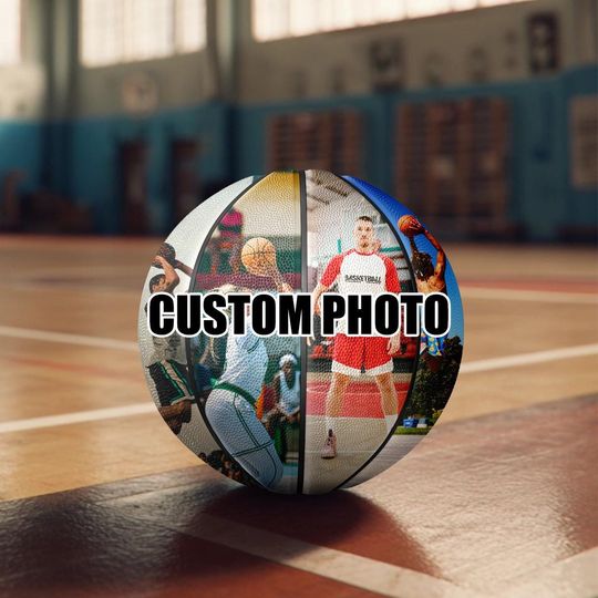 Personalized Photo Basketball – Custom 8-Side Design, Team or Coach Gift