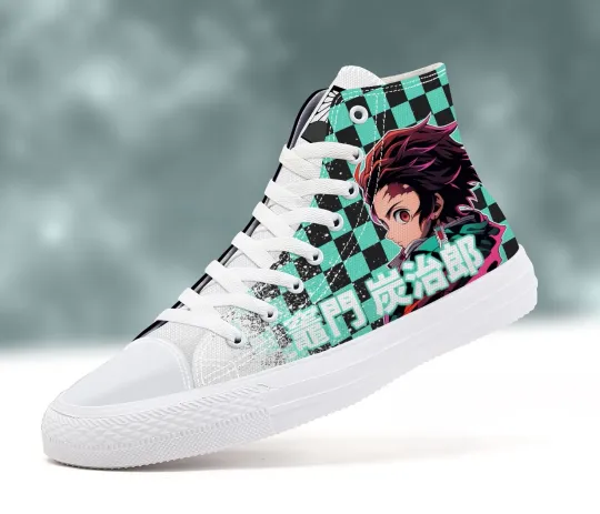 High Top demon tanjiror Kamado Custom Anime Canvas Chuck Sneaker Shoes