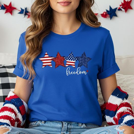Freedom Stars T-shirt, Freedom Shirt, American Flag Star Shirt, Patriotic Shirt