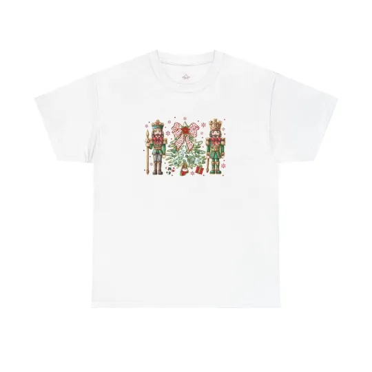 Festive Nutcracker Unisex Heavy Cotton Tee, Christmas Shirt, Holiday Apparel,