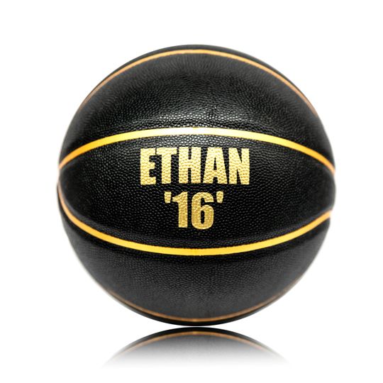Personalised Basketball Ball - Black & Gold - Birthday Gift for Boys