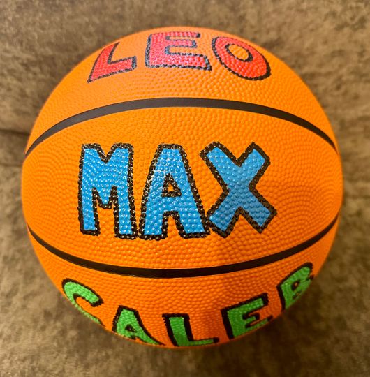 Custom Hand-Painted Basketball – Three Name Lines, Coach or Parent Gift
