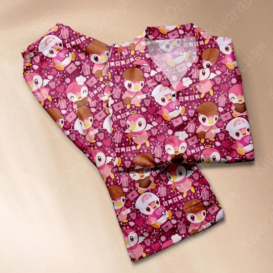 Shiny Piplup Pajamas Set Cute Anime Pajama Set Kawaii Gift for Fans