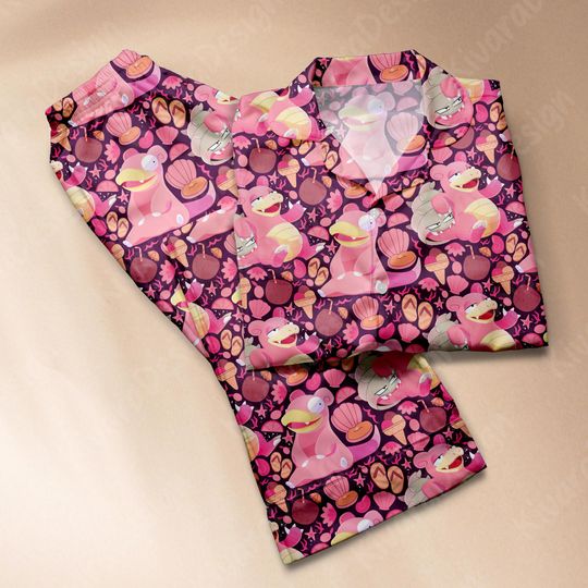 Slowpoke Pajama Set, Cute Anime Comfortable Kawaii Loungewear Gift for Anime Fans