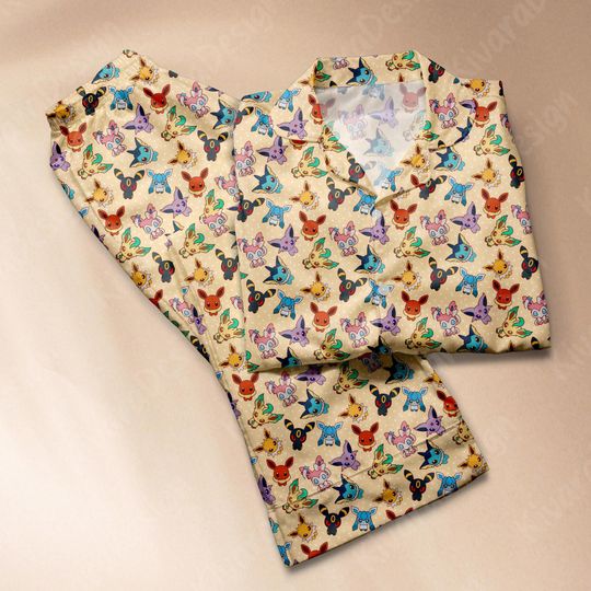 Evolution Chibi Pajamas Anime Pajamas Set Cute Pajamas Comfort for Adult Fans