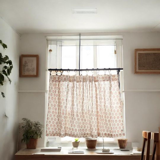Linen Style Tier Curtain Set for Bathroom and Kitchen, Cotton Nursery Cafe Valance and Small Panels