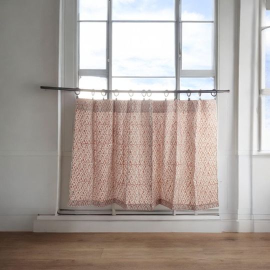 Block Print Cafe Curtain Tier Set for Kitchen and Bathroom Window