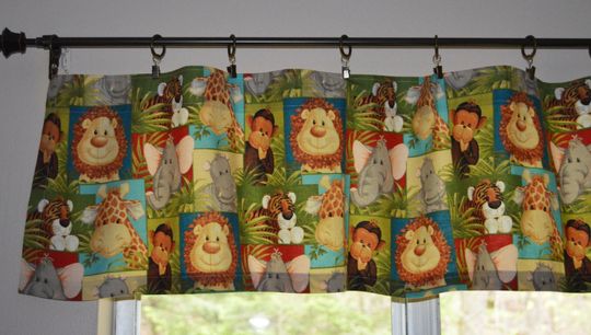 Jungle Baby Animal Valance - Children's Curtain Set