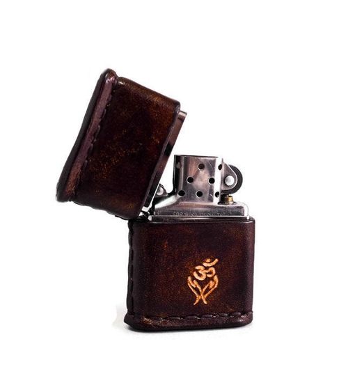 Leather Zippo Lighter Case with Engraving, 7th Anniversary Gift