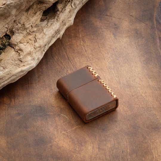 Leather Zippo Lighter Cover, Genuine Leather Sleeve, Classic Design, High-Quality Zippo Case