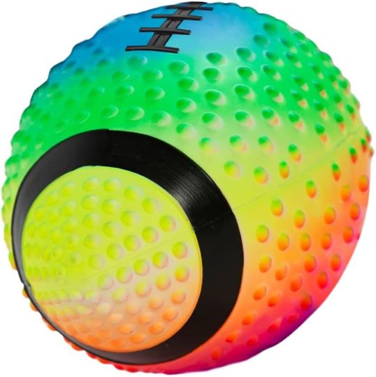 Neon Rainbow 9" Practice Football – Soft Rubber Spiked Grip, Inflatable