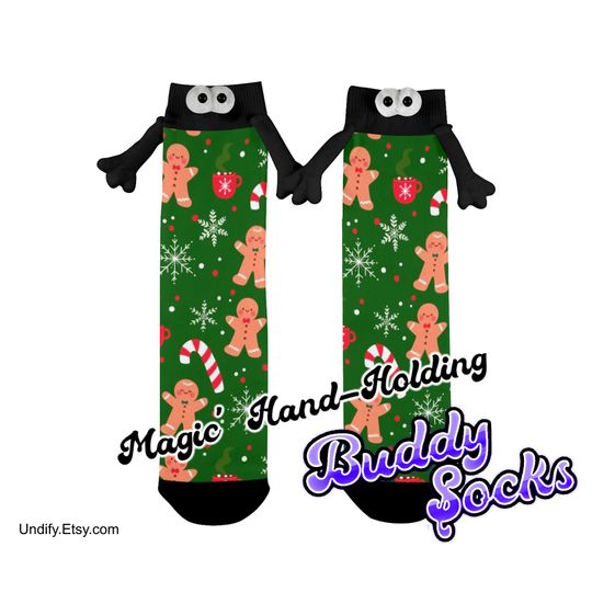 Magic Hand-Holding Buddy Socks for Couples and Friends, Christmas, Fun Cute Gift
