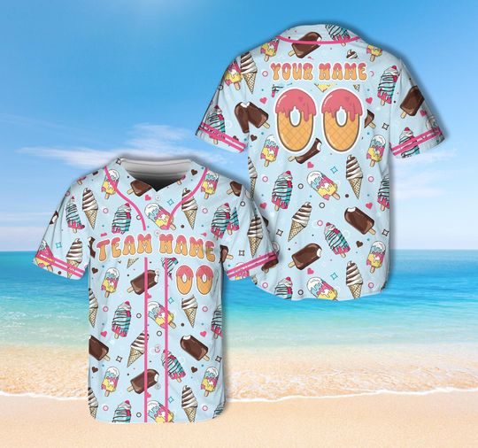 Personalized Ice Cream Baseball Jersey, Sweet Treat Baseball Jersey, Sweet Dreams Game Day Outfit For Baseball Fans Lovers