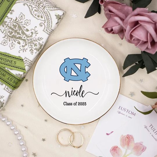 University Custom Trinket Ring Dish, Graduation Gift for Her, Custom University Logo