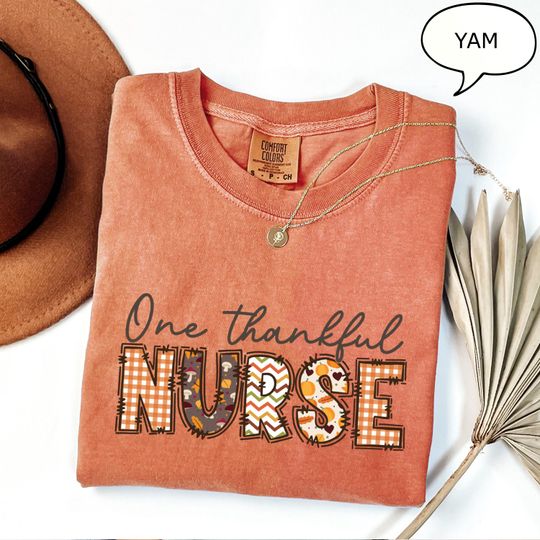 One Thankful Nurse T-Shirt, Nurse Thanksgiving Gift, Autumn Fall Nurse Tee