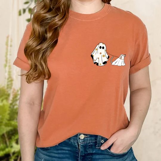 Ghost Dog T-Shirt, Halloween Dog Lover Shirt, Dog Owner Gift, Thanksgiving Shirt