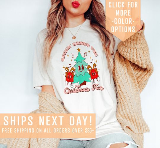 Rockin' Around The Christmas Tree T-Shirt, Retro Christmas Sweatshirt, Christmas Gift Tee, Xmas Tree Sweatshirt