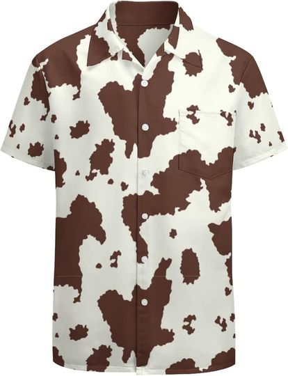 Men's Novelty Button Up Shirt Funky Short Sleeve Party Shirts Casual Hawaiian Beach Shirt