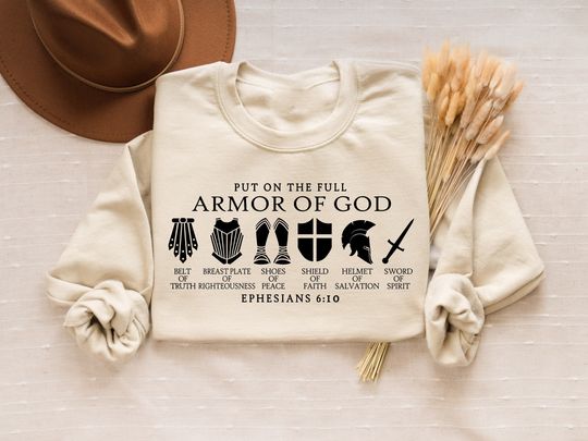 Put on The Full Armor of God Sweatshirt, Christian Gifts, Catholic Shirt, Religious Gifts for Women