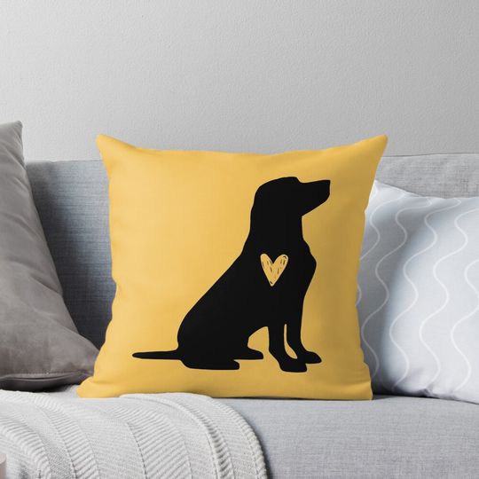 Labrador Retriever Black Silhouette Heart Love Dog Cute Pillow