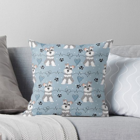 Love Salt and Pepper Miniature Schnauzer Pillow